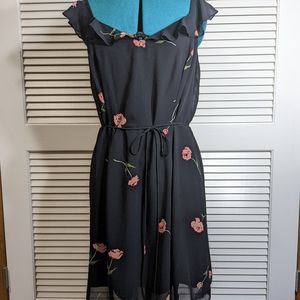 Dark Navy/Rose Mini dress with tie waist